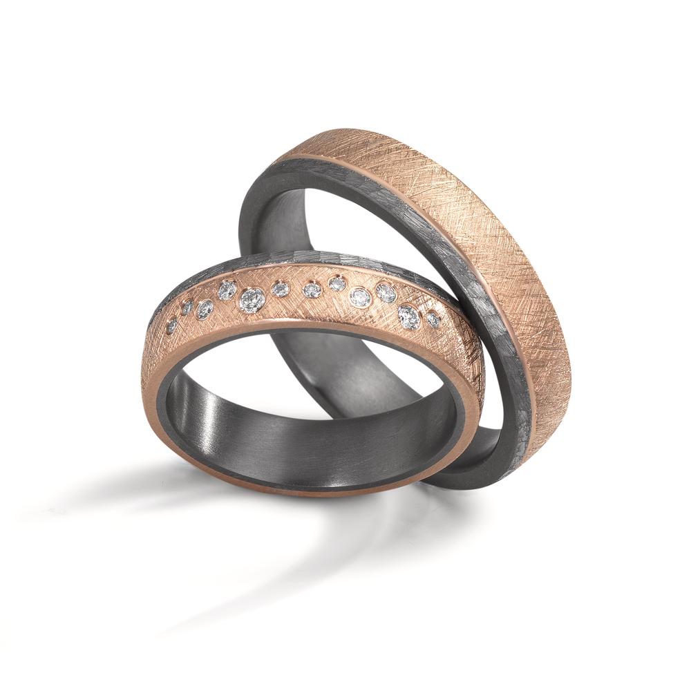 Alliance Tantale 999, Or rose 14K Diamant 0.105 ct, 12 Pierres, w-si