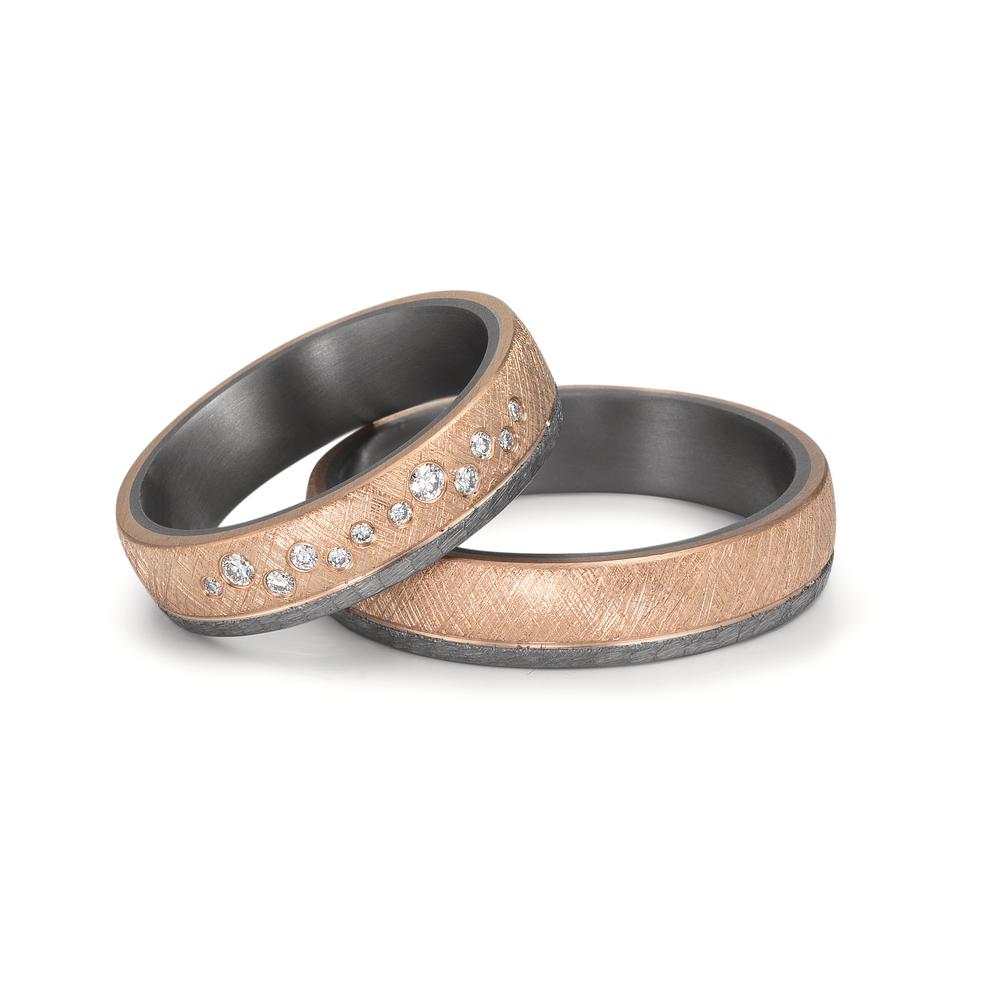Alliance Tantale 999, Or rose 14K Diamant 0.105 ct, 12 Pierres, w-si