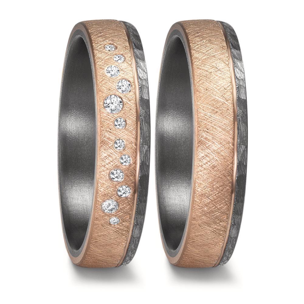 Alliance Tantale 999, Or rose 14K Diamant 0.105 ct, 12 Pierres, w-si