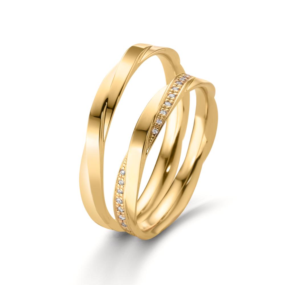 Alliance Or jaune 18K Diamant 0.12 ct, 39 Pierres, w-vsi
