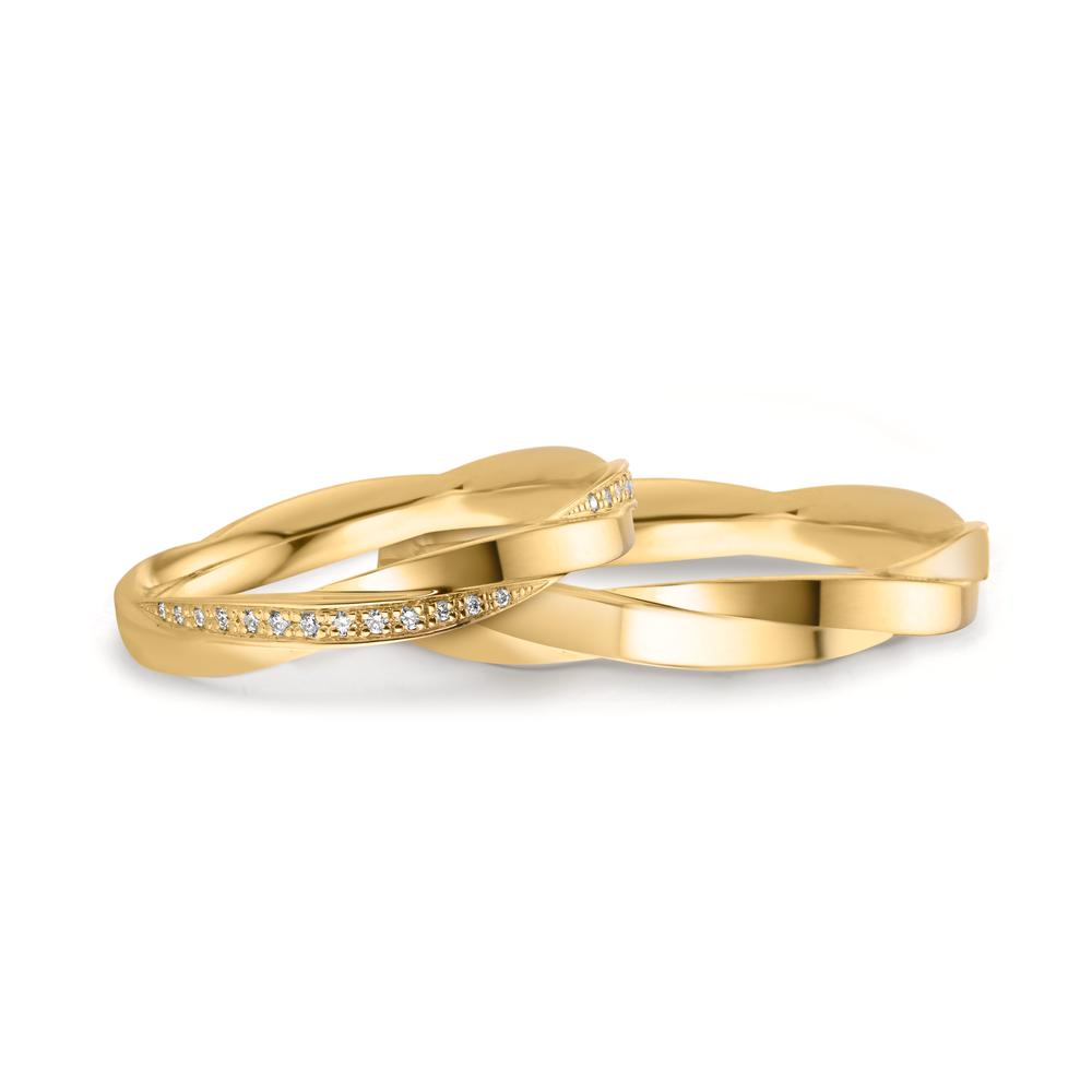 Alliance Or jaune 18K Diamant 0.12 ct, 39 Pierres, w-vsi