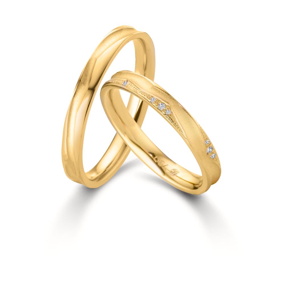 Alliance Or jaune 18K Diamant 0.033 ct, 12 Pierres, w-vsi