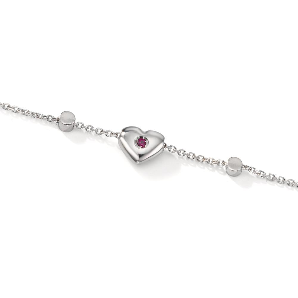 Bracelet Or blanc 18K Zircone 2 Pierres Coeur 17-19 cm