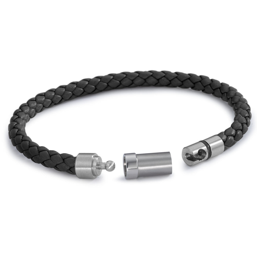Bracelet Acier inoxydable, Cuir 19 cm Ø6.5 mm