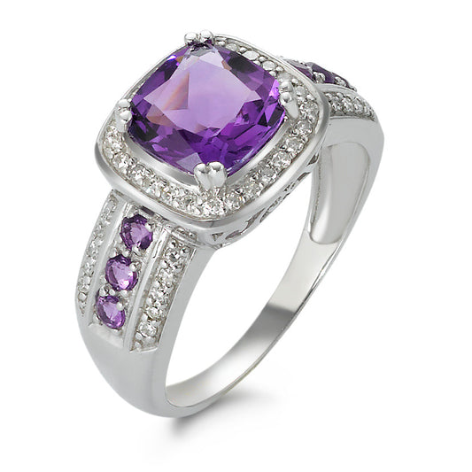 Bague 750 améthyste + diamants