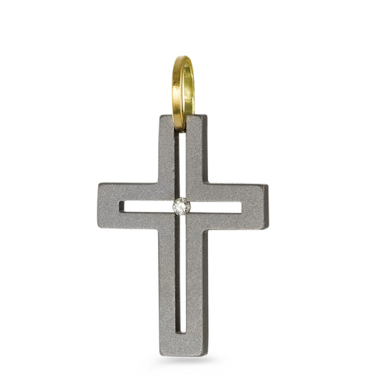 Pendentif Titane, Or jaune 18K Diamant 0.01 ct, w-si