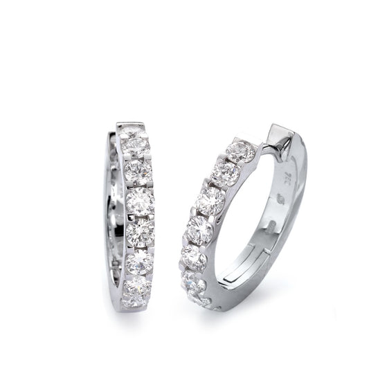 Créoles à charnières Or blanc 18K Diamant blanc, 1 ct, 16 Pierres, brillant, w-si