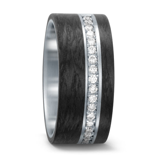 Bague Acier inoxydable, Carbone Diamant blanc, 0.30 ct, w-si