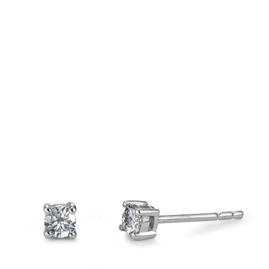 Clous d'oreilles Or blanc 18K Diamant 0.15 ct, 2 Pierres, w-si Ø3 mm