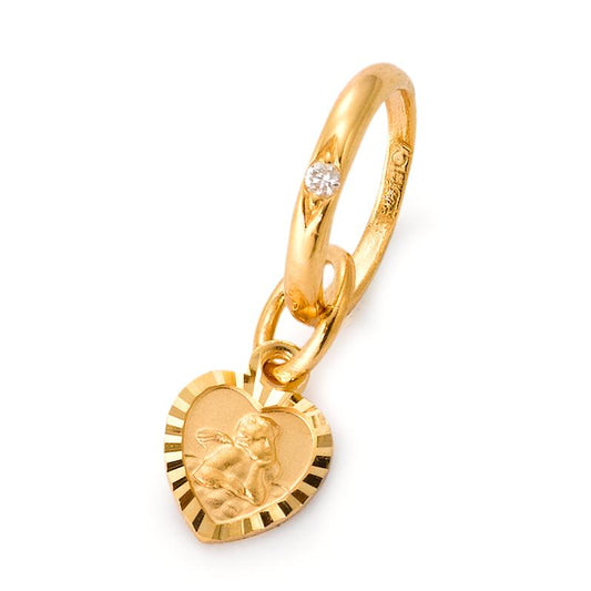 Bague de baptême Or jaune 18K Diamant blanc, 0.01 ct, p1 Ange gardien Ø10 mm