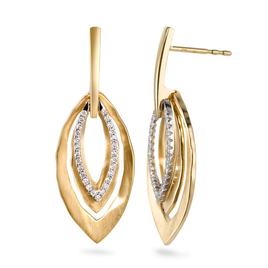 Pendant d'oreilles Or jaune 18K, Or blanc 18K Diamant blanc, 0.16 ct, 54 Pierres, brillant, w-si