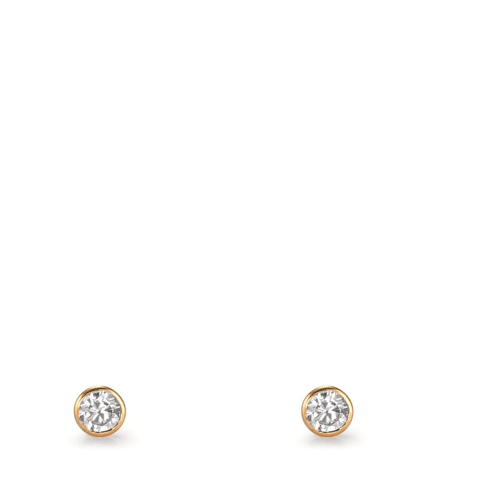 Clous d'oreilles Or jaune 18K Zircone 2 Pierres Ø2.5 mm