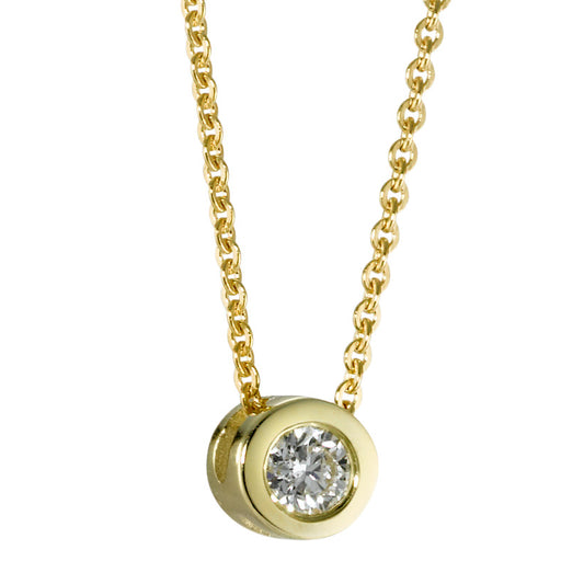 Chaînette avec pendentif Or jaune 14K Diamant 0.05 ct, w-si 42 cm Ø5.5 mm