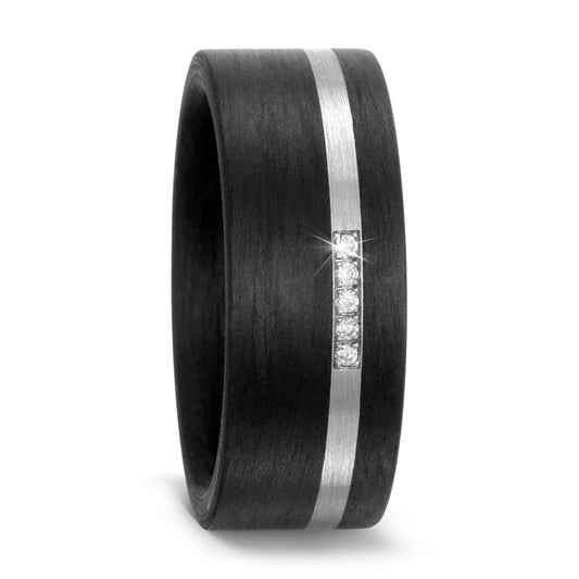 Bague Carbone, Titane Diamant 0.025 ct, w-si