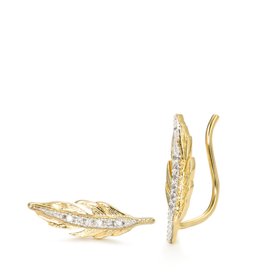 Boucle d'oreille glissante Bronze Zircone 12 Pierres Plaqué or