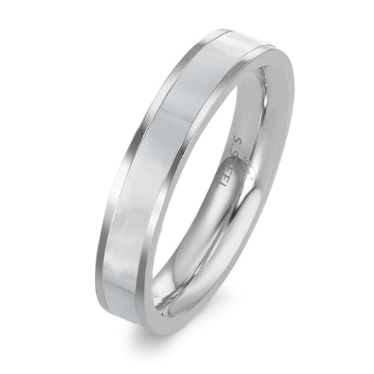 Bague à superposer Acier inoxydable nacre blanc