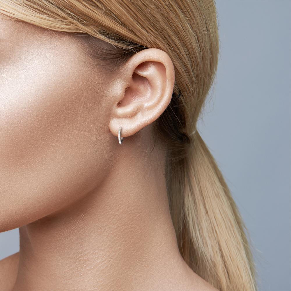 Créoles à charnières Or blanc 18K Diamant 0.16 ct, 24 Pierres, w-si