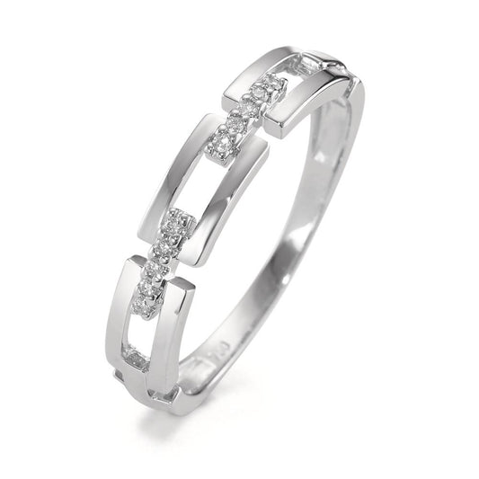 Bague Or blanc 18K Diamant 0.04 ct, 10 Pierres, brillant, w-si
