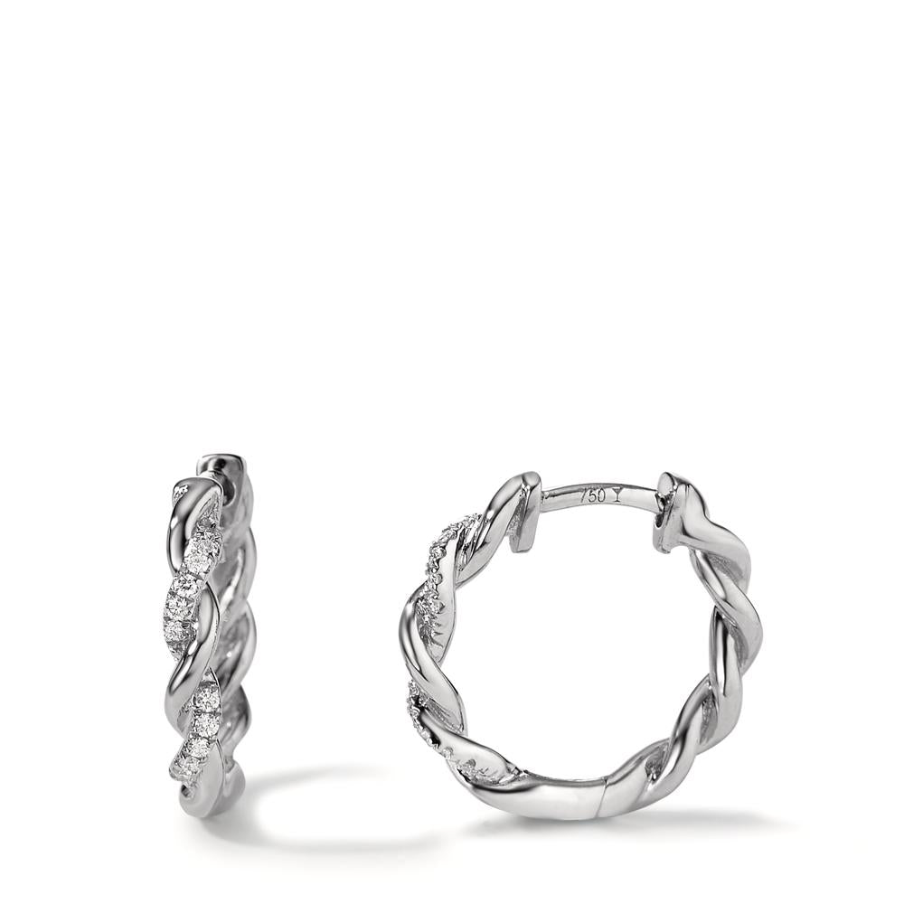 Créoles à charnières Or blanc 18K Diamant 0.09 ct, 24 Pierres, w-si