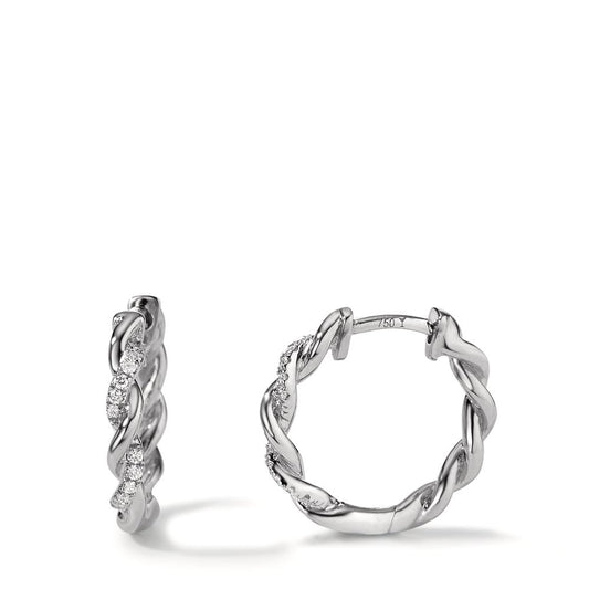 Créoles à charnières Or blanc 18K Diamant 0.09 ct, 24 Pierres, w-si
