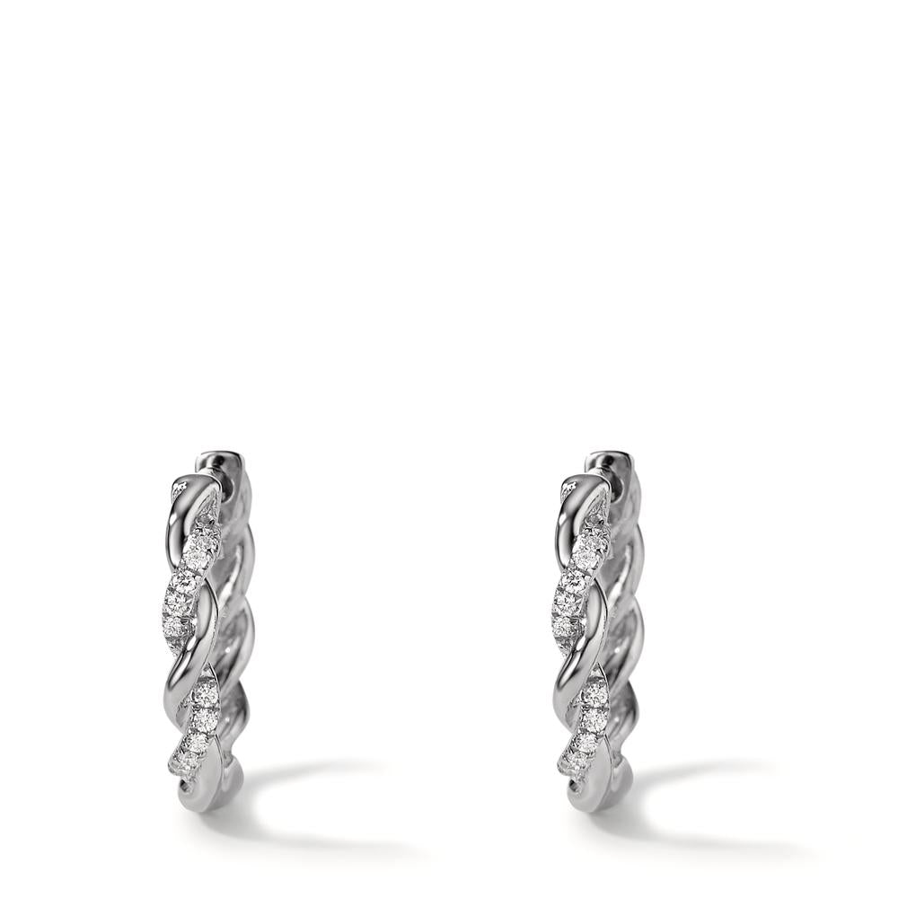 Créoles à charnières Or blanc 18K Diamant 0.09 ct, 24 Pierres, w-si