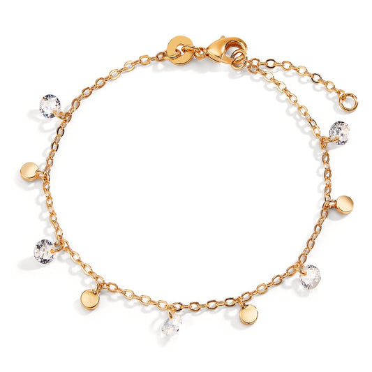 Bracelet Bronze Zircone 5 Pierres Plaqué or 16-18 cm