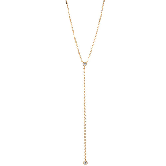 Collier Bronze Zircone 2 Pierres Plaqué or 40-45 cm