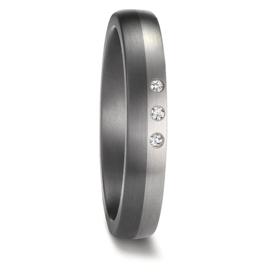 Alliance Tantale 999, Platine 950 Diamant 0.03 ct, 3 Pierres, w-si