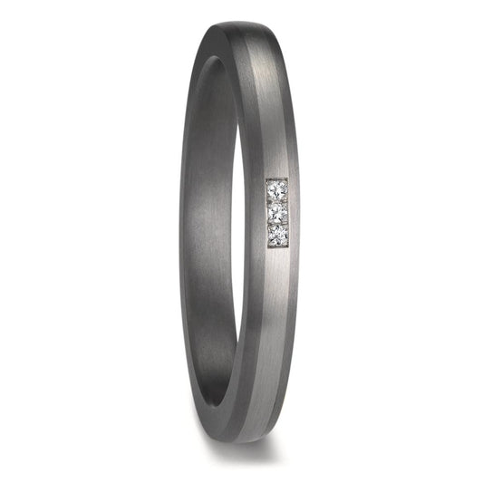 Alliance Tantale 999, Platine 950 Diamant 0.01 ct, 3 Pierres, w-si