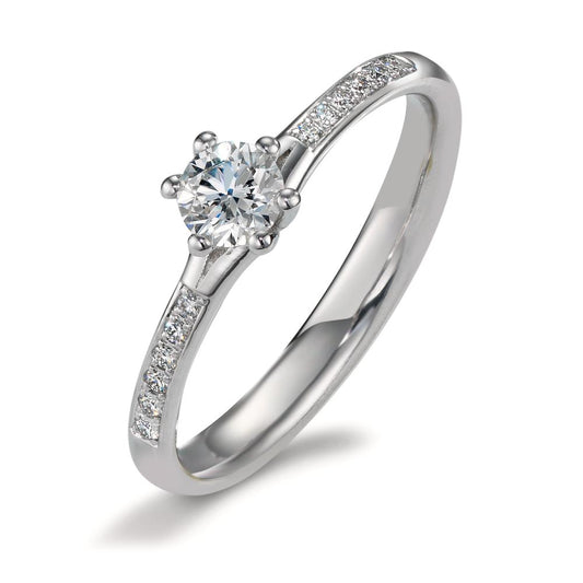 Bague solitaire Platine 950 Diamant 0.364 ct, 13 Pierres, w-si, GIA