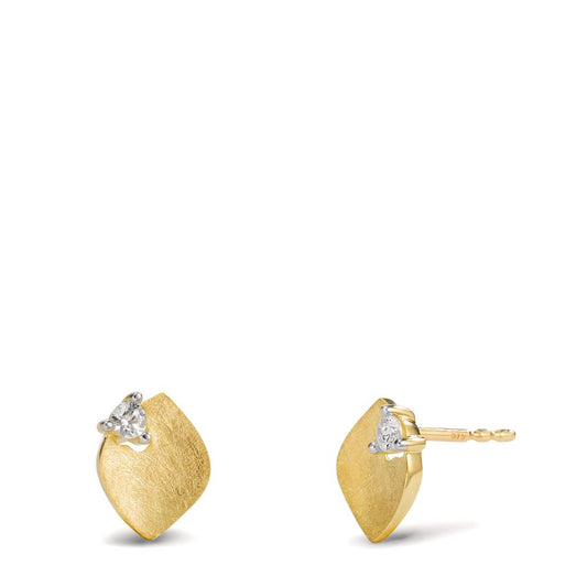 Clous d'oreilles Or jaune 9K Zircone 2 Pierres