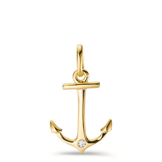 Pendentif Or jaune 9K Diamant 0.01 ct, p1 Ancre