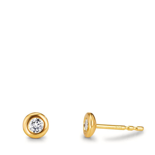 Clous d'oreilles Or jaune 18K Diamant 0.15 ct, 2 Pierres, w-si Ø4.8 mm