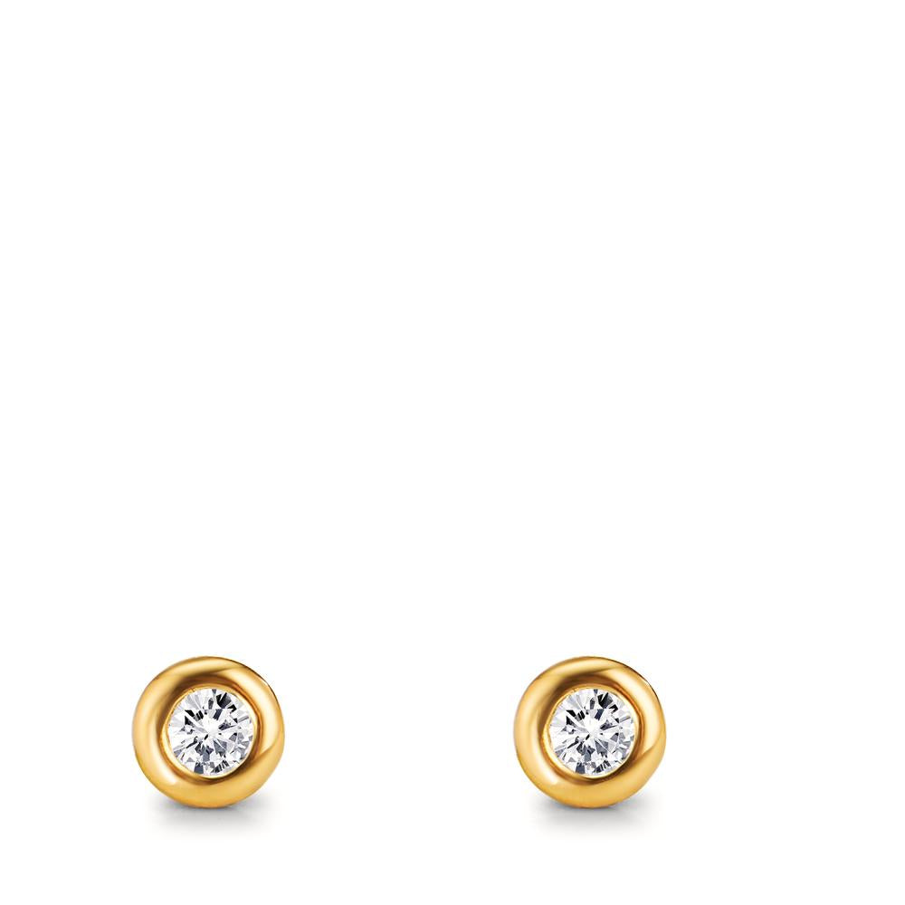 Clous d'oreilles Or jaune 18K Diamant 0.15 ct, 2 Pierres, w-si Ø4.8 mm