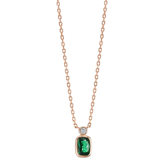 Collier Argent Zircone vert, Zircone blanc rosé Plaqué or 40-45 cm