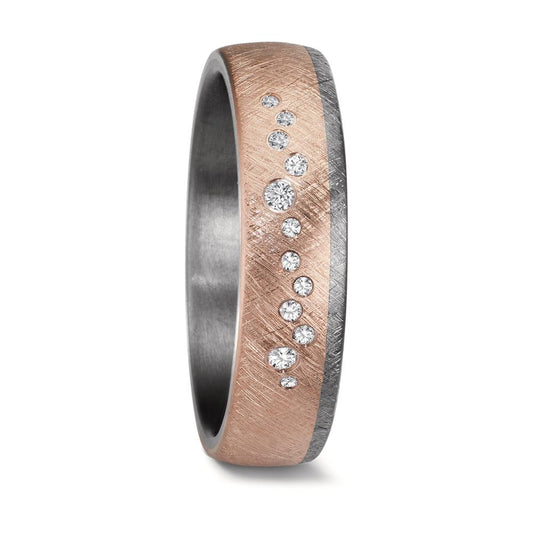 Alliance Tantale 999, Or rose 14K Diamant 0.105 ct, 12 Pierres, w-si