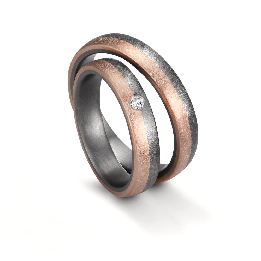 Alliance Tantale 999, Or rose 14K Diamant 0.04 ct, w-si