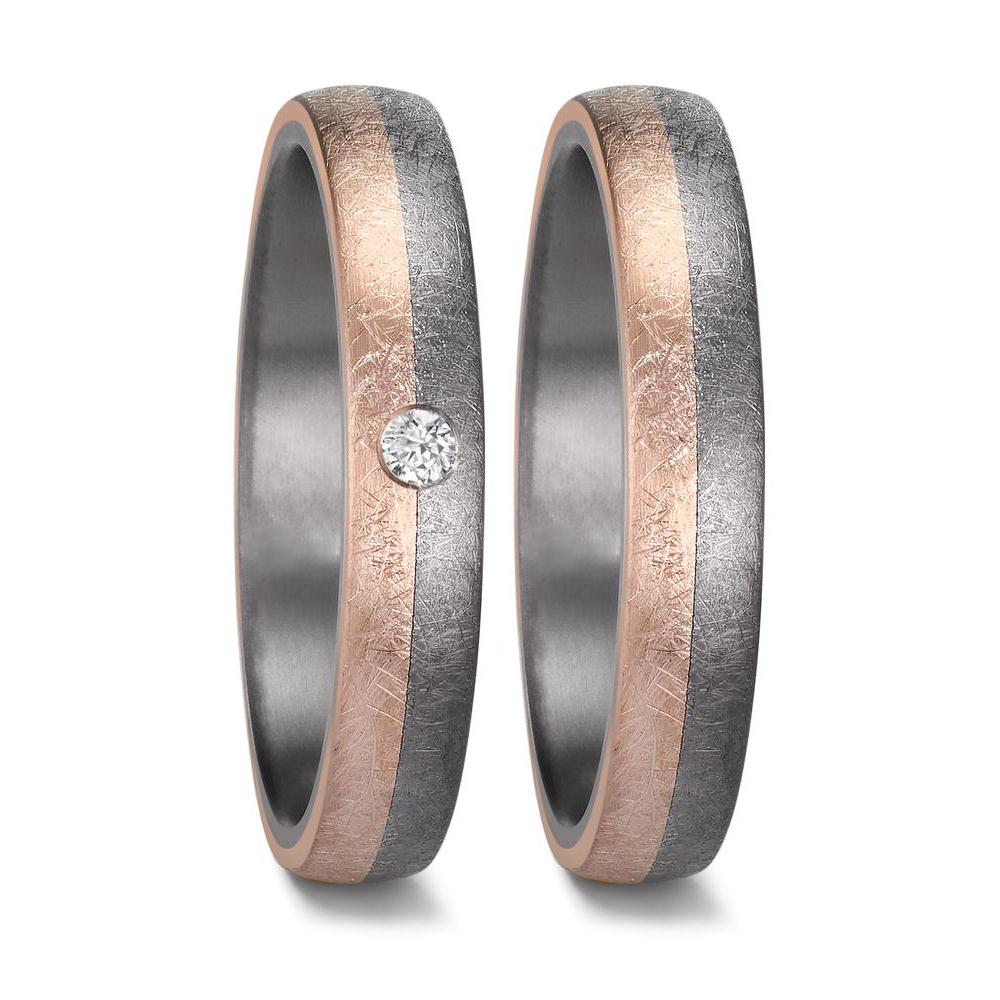 Alliance Tantale 999, Or rose 14K Diamant 0.04 ct, w-si