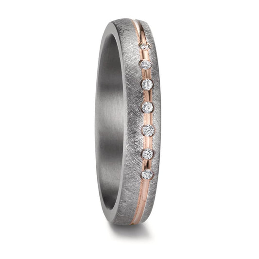 Alliance Tantale 999, Or rose 14K Diamant 0.07 ct, 7 Pierres, w-si