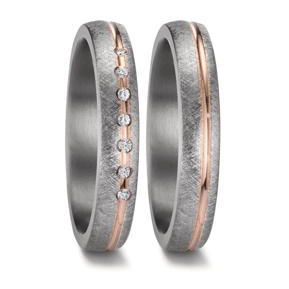 Alliance Tantale 999, Or rose 14K Diamant 0.07 ct, 7 Pierres, w-si