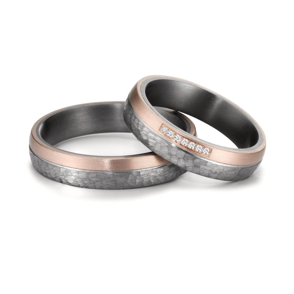 Alliance Tantale 999, Or rose 14K Diamant 0.025 ct, 7 Pierres, w-si
