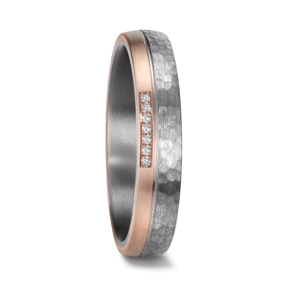 Alliance Tantale 999, Or rose 14K Diamant 0.025 ct, 7 Pierres, w-si