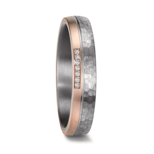 Alliance Tantale 999, Or rose 14K Diamant 0.025 ct, 7 Pierres, w-si