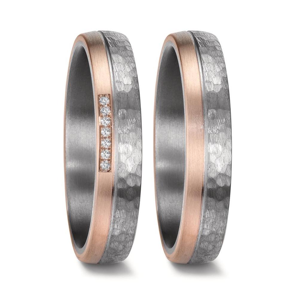 Alliance Tantale 999, Or rose 14K Diamant 0.025 ct, 7 Pierres, w-si