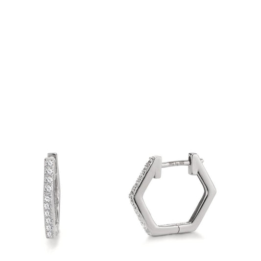 Créoles à charnières Argent Zircone 20 Pierres Rhodié