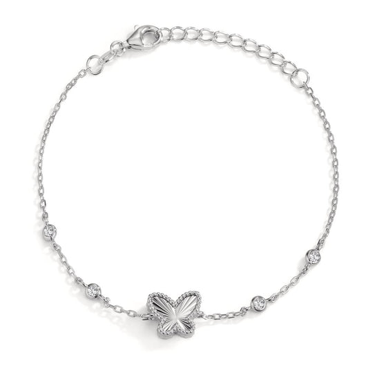 Bracelet argent zircone 4 pierres rhodié papillon réglable