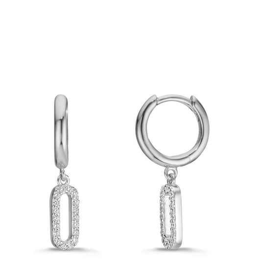 Créoles à charnières Argent Zircone Rhodié