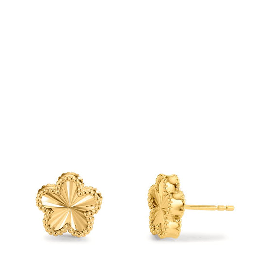 Boucles d'oreilles clous argent zircone plaqué or jaune fleur Ø10 mm