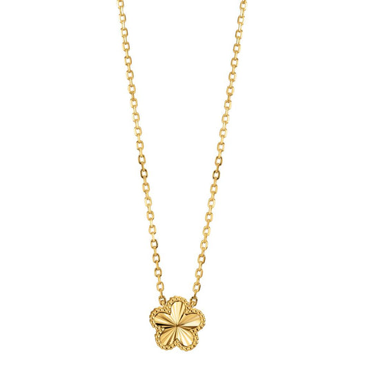 Collier argent zircone plaqué or jaune fleur réglable