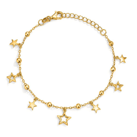 Bracelet Argent Zircone jaune Plaqué or Étoile 16-19 cm